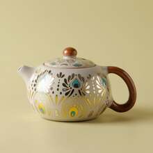 1 Set Ceramic Tea Set, Includes Teapot And 4 Teacups, Ru Porcelain, Heat-Resistant, Suitable For Home, Office, Cafe, High-End Corporate Gift, Wedding Gift - Multicolor - View 8
