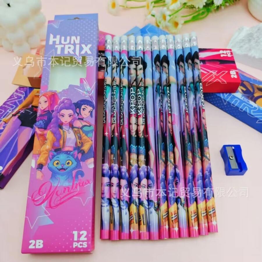 3Pcs/Box K-Pop Devil-Hunters 2B Pencils Wood Graphite Sketch Pencils Set Smooth Writing For Office Drawing Sketching - DHpencil - View 1
