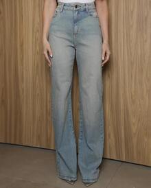 Wide Leg Jeans With Elastane - 淺色水洗藍 - 查看 3