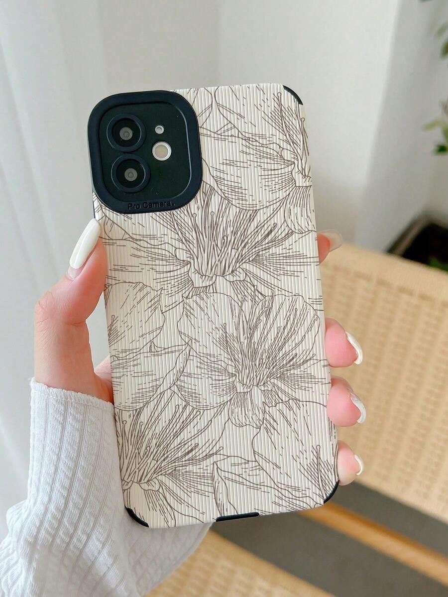 High End Sketch Flower Compatible With Apple Series Niche Non Collision Styles - White - View 1
