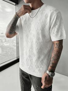 Men's Spring/Summer New American Style Solid Color Hollow Knit Loose Thin Top - White - View 4