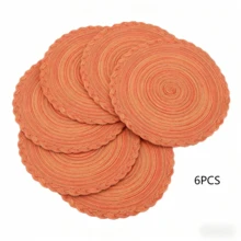 2/6 pièces Sets de table ronds en PP tressés à la main, tapis isolants orange vif, décoration de cuisine, convient pour pique-nique de jardin extérieur en été, pendaison de crémaillère, anniversaire, décoration de mariage, fournitures de fête de vacances, rassemblement familial, camping, nappe, chemin de table, décoration d'intérieur, essentiels de cuisine - Orange - Voir 13