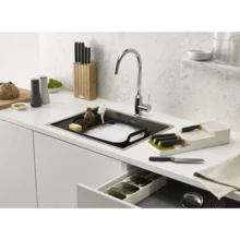 Wash And Drain Kitchen Washing Up Bowl For Sink With Handles And Draining Plug, 9 Litres, Grey - Xám - Xem 2