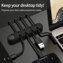 1 chiếc kẹp giữ dây cáp USB để bàn, màu đen, chất liệu silicon, kẹp cố định dây cáp để bàn, quản lý dây cáp mạng gắn tường, bộ sắp xếp dây cáp, thích hợp cho dây cáp sạc USB để bàn, dây nguồn bàn cạnh giường ngủ, dây cáp chuột, v.v. - Nhiều màu - Xem 4