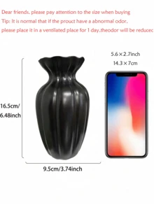 Classic Black Resin Flower Vase, Suitable For Fresh Or Dried Flowers, Multifunctional Design Fits Various Styles, Decorative For Living Room, Dining Table, Office, Coffee Table, Bookshelf, Etc. - 1PC - View 11