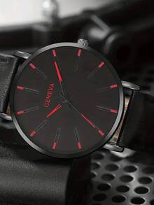 Fashionable Casual Business Quartz Watch, Minimalist Style Men's Watch Set - Black - View 8