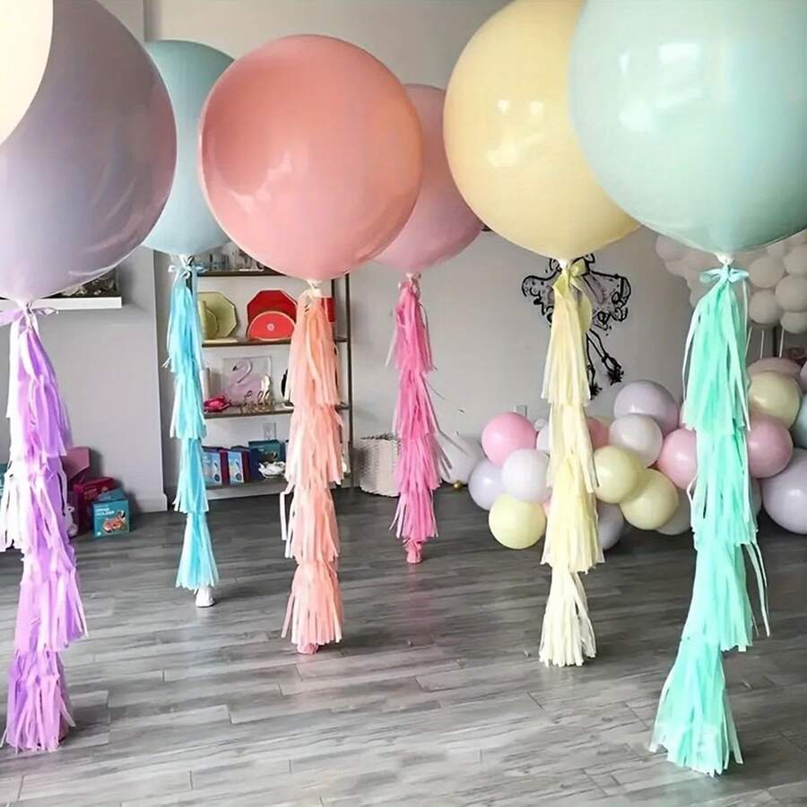 10pcs 18-Inch Thick Round Latex Balloons, Mixed Colors, Suitable For Birthday Party, Baby Shower, Wedding, Graduation And Blue Theme Decoration, Random Colors - View 1