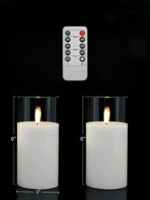 2pcs LED Flameless Candles, Flickering LED Pillar Candles, Upgraded Water Drop Wick, Battery Powered Electronic Candles With Remote Control Timer, Suitable For Dining Table Centerpiece, Wedding, Garden, Holiday Party - Transparent - View 11
