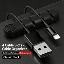 1 chiếc kẹp giữ dây cáp USB để bàn, màu đen, chất liệu silicon, kẹp cố định dây cáp để bàn, quản lý dây cáp mạng gắn tường, bộ sắp xếp dây cáp, thích hợp cho dây cáp sạc USB để bàn, dây nguồn bàn cạnh giường ngủ, dây cáp chuột, v.v. - Nhiều màu - Xem 7