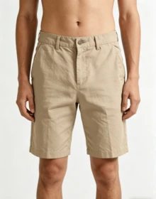 Men's Khaki Bermuda Shorts - Beige - View 3