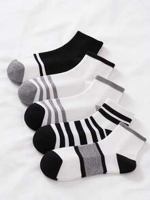 5 Paar Herren gestreifte Farbblock Knöchelsocken, atmungsaktive Kurzsocken geeignet für Sportschuhe, Laufen und täglichen Gebrauch - Verschiedenfarbig - Übersicht 1