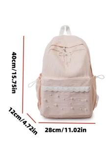 New Classic Back To School/Graduation Season Lace Elegant Fashion Minimalist Versatile Comfortable Travel Large Capacity Multi-Function Backpack - Pink - View 7