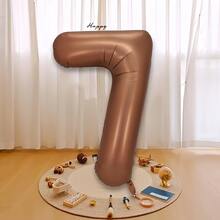 1pc 40-Inch Coffee Color Number Balloon 0-9, Suitable For Birthday, Anniversary, Wedding Party Decoration, Perfect For Holiday Celebration And Backdrop Arrangement - View 3