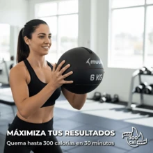 MUUK FITNESS Balón Medicinal de Entrenamiento Funcional 2kg/3kg/4kg/5kg/6kg/10kg | Pelota Wall Ball Profesional de PVC Reforzado con Superficie Antideslizante | Ideal para Crossfit, Fuerza, Resistencia, Abdominales, Sentadillas, Box y Home Gym - 6kg - Ver 6