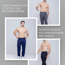 Kit Of 2 Men's Slim Fit Dry Fit Sports Pants For Gym And Workout - 藏蓝色 - 查看 4