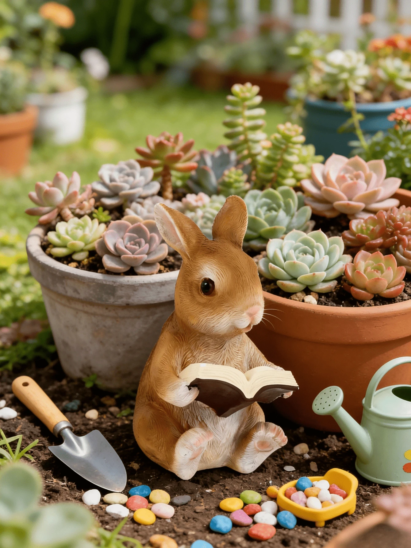 1pc Reading Rabbit Garden Statue, Rabbit Reading Book Shaped Resin Animal Sculpture, Outdoor Landscape Decor, Suitable For Garden, Bookshelf, Bedroom, Room Decor, Handcraft, Resin Figurine, Decorative Vase, Gardening, Dining Table, Coffee Shop, Bookshelf, Gift - Multiple Styles - View 1