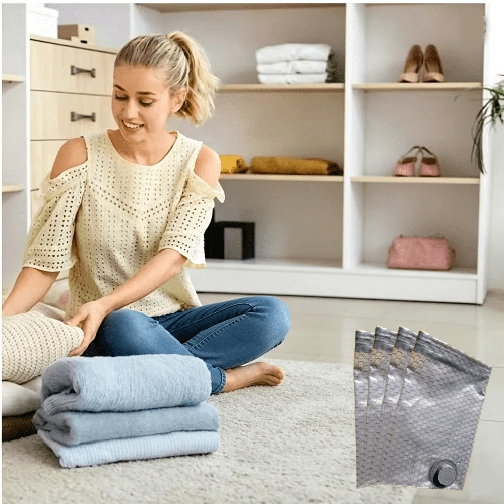 New Portable Multi-Functional Vacuum Storage Bags, Large Capacity Vacuum Packing Bags For Clothes, Bedding, Pillows, Moisture-Proof Travel Organizers