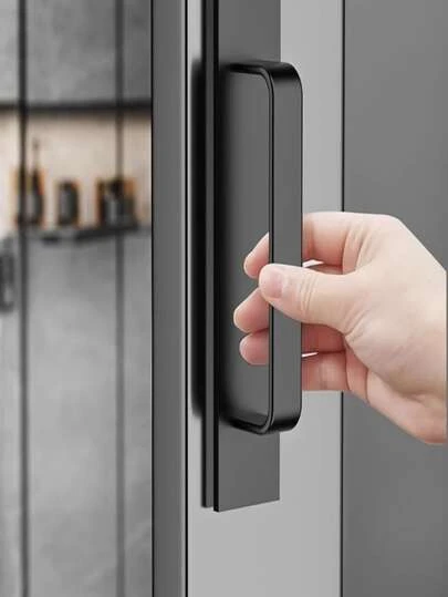 2pcs Round Black Sliding Glass Door Handle, Suitable For Garage Door, Wardrobe Door, Self-Adhesive No Drilling Required, Multifunctional Door Handle, Can Be Pasted On Cabinet Door