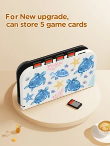 1 件海龟、海星印花多功能游戏机收纳包，兼容 Switch/Switch OLED/Switch NS 游戏机，支持充电、数据线收纳、游戏卡盒、防尘罩、支架，可容纳 10 张游戏卡，便携、防摔、防震 - 彩色 - 查看 7