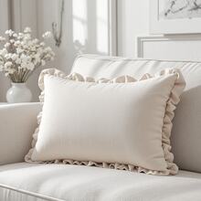 Set Of 2 Luxury Ruffled Cushion Covers 30x50cm For Decoration - Beige - View 2