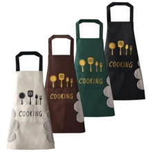 Pack Of 4 Bib Apron With Hand Wipe, Water And Oil Resistant Adjustable With Large Pockets, Cooking Kitchen Chef Apron For Women Men, Black Aprons For Kitchen Cooking Gardening Painting Baking Restaurant - 黑色四件式刀叉防水圍裙 - 查看 1