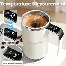Portable Automatic Stirring Cup, Smart Lidded Coffee Mug, Beverage Stirrer, Travel Tumbler With Temperature Display And Car Cup Holder Compatibility, USB Rechargeable Battery, Suitable For Milk, Chocolate, Mocha Coffee - Multicolor - View 8