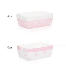 10个/20个/40个装粉色蝴蝶结纸质薯片盒，尺寸4.7x3.1x1.5英寸，白色蝴蝶结印花纸质食品托盘，纸质玉米片托盘，适用于派对、生日、婚礼、新娘送礼会、零食、爆米花、薯条、薯片等，男女皆宜。 - 粉紅白色 - 查看 8