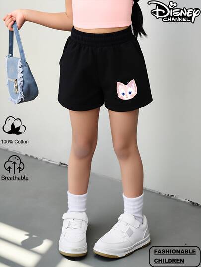 Disney D Isney Girls' Black Cotton Shorts With Cute LinaBelle Print, Loved By Fans As A Rising Star Of D Isney. The Black Pants With Cute Patterns Are Simple, Fashionable, And Versatile, Making Them Very Durable For Daily Wear. Selected Pure Cotton Fabric, Soft And Close Fitting, Breathable And Sweat Absorbing, Comfortable And Unrestricted To Wear, Suitable For Daily Travel, Sports And Play, Or Outdoor Travel. It Is Also An Ideal Choice For Holiday Gifts And Birthday Gifts.
