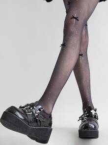 1 đôi tất đính đá hình bướm, tất mỏng 0D màu đen trắng gợi cảm dành cho nữ, chống xước, bền, giúp kéo dài chân, màu đen trắng. - Nhiều màu - Xem 4