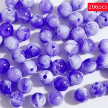 206 hạt acrylic 8mm nhiều màu sắc, hiệu ứng nứt, gradient, hình tròn, màu tím lãng mạn, hạt trang trí DIY, hạt rời cần thiết cho vòng tay, vòng cổ và phụ kiện dành cho người đam mê thủ công, hạt có lỗ thẳng, hạt tình bạn, quà tặng nhỏ. - 8mm - Xem 10
