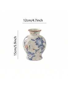 1 pieza Jarrón de cerámica vintage azul y blanco pintado a mano - Decorado con un patrón floral de cabaña rural, adecuado para arreglos florales, perfecto como acento para la decoración del hogar en estilo bohemio. Ideal para exhibiciones florales en la sala de estar, mesa de comedor, estudio, oficina, alféizar de la ventana, bodas y talla grande. - multicolor - Ver 17