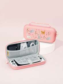 Estuche protector con diseño de gato de dibujos animados y estampado floral ditsy, compatible con New Switch 2 (2025)/Switch NS/Switch OLED/Lite, accesorios para consola de juegos Switch, juego completo que incluye estuche de transporte, base con ranura para tarjetas, caja de almacenamiento de tarjetas de juego, mejor regalo para jugadores de Switch - Multicolor - Ver 8