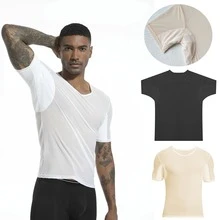 NOSWEAT S-XL Herren Schweißabsorbierendes T-Shirt, integrierte Achselhöhlen-Schweißpolster, atmungsaktives Anti-Schweiß Unterhemd, schnelltrocknende Kurzarm-Basisschicht geeignet für Arbeit, Sport und Sommer - Herrenweste - Übersicht 2