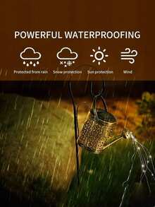 Outdoor Garden Solar LED Watering Can Lamp - With A Flashing Effect, Shaped Design Of A Watering Can, Metal Surface, Waterproof Design, Rechargeable Solar Panel, Suitable For Small Paths, Lawns, Gardens And Porch Decoration As Ambient Lighting, A Lighting Design Created For Garden Decoration! A Practical And Decorative Outdoor Decorative Lamp, An Ideal Choice For Your Garden Layout And Festival Celebrations. - 水壺 - 查看 7