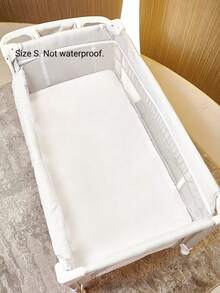 1件婴儿全包式高弹力床笠，儿童床垫罩，防尘床罩，不含床垫 - 白色 - 查看 8