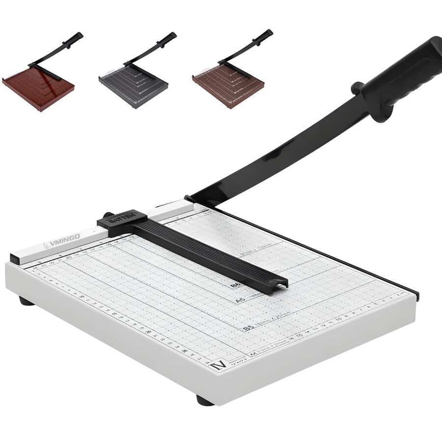 Vmingo Guillotina Blanco Metal Cortador Carta A4 cuchilla Afilado Papel Foto Tarjeta Oficina Escuela Papeleria
