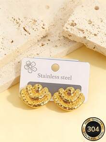 Elegant And Romantic 18K Gold-Plated Stainless Steel Women's Earrings - Bow, Swirl, And Asymmetrical Geometric Design, Anti-Oxidation, Hypoallergenic, Perfect For Daily Wear, Parties, Mother's Day, Valentine's Day Gifts, Elegant Bridesmaid Earrings, Fashionable Birthday And Holiday Gifts, Essential Jewelry For Weddings And Balls - Multicolor - View 10