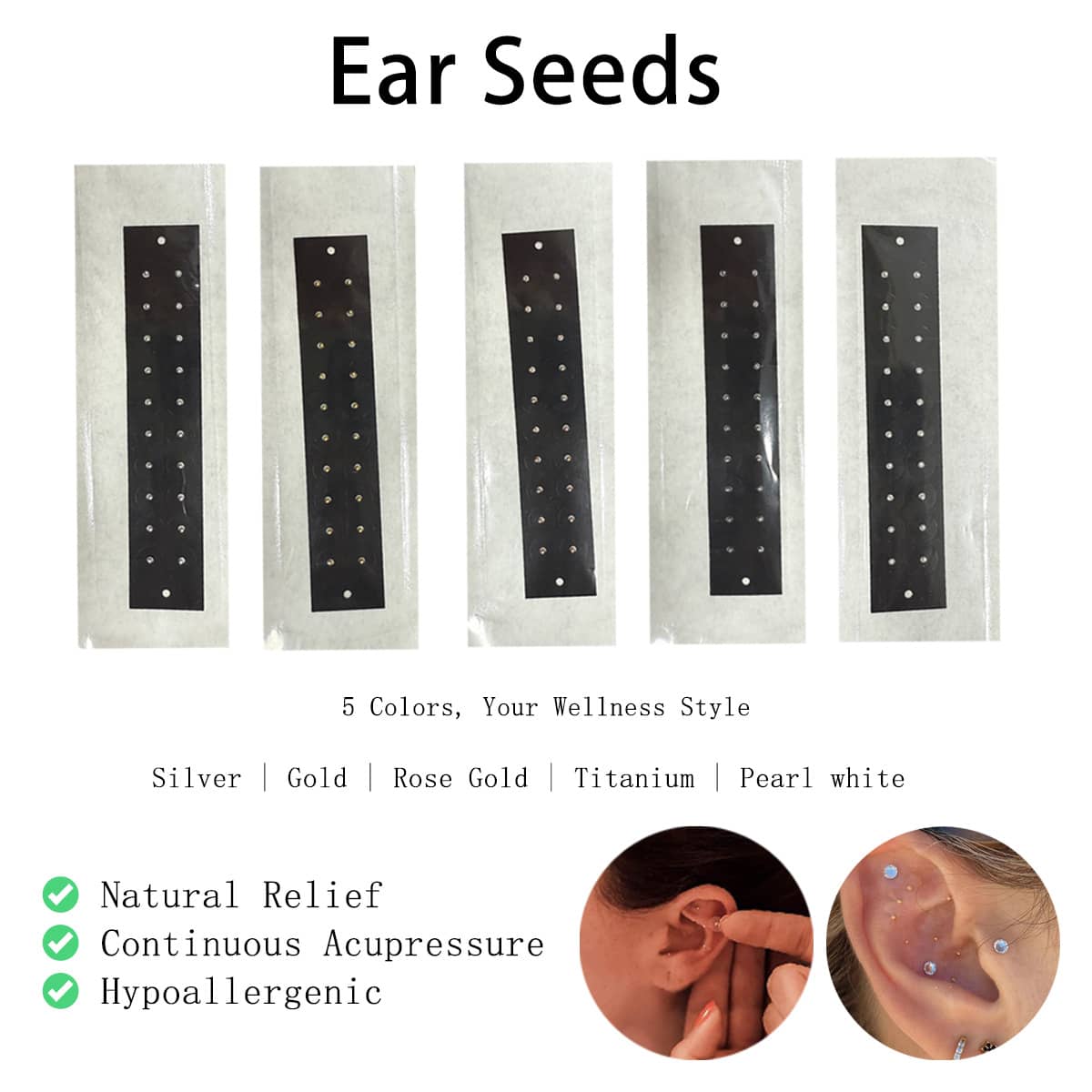 Black Bottom Auricular Patch 5 Pieces*20 Pieces, Top Version, Free Professional Tweezers + Acupoint Map, Ear Massage Treatment, Full Set Of Stress Relief - 100PCS - View 1