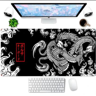 Mousepad Gamer Antiderrapante Precisão e Conforto Profissional  80x30cm Para Pc Tema "Dragão Oriental"