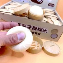 1 Set de juguete de sonido y rebote lento que simula la presión de la cocción al vapor de bollos de char siu y xiao long bao, juguete mágico de alivio de presión de bollo grande, juguete de silicona que simula el sonido de la vaporera, juguete de decoración que simula los dim sum al vapor, empanadillas y comida - Multicolor - Ver 6