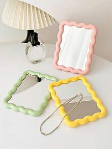 Compact Foldable Makeup Mirror, Portable Tabletop Mirror With Dopamine Color, 90° Adjustable Stand And Wall Mount, Suitable For Bedroom Or Travel, Perfect Gift For Women, Mothers And Friends, Applicable For School Decor, Campus Surprise, Dorm Decor, Back To School Home Decor, Room Decor And School Supplies - Multicolor - View 3