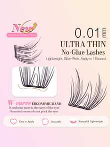 FindLove 36/54Clusters Pre Glued Lashes Manga No Glue Needed Eyelashes C Curl Korean Style Natural Glue Free Eyelash 9-11mm False Eyelash Press On Lashes Self Adhesive Eye Lash Reusable Long Lasting Japanese Makeup Natural Look Wispy Eyelash Extensions - C - View 4