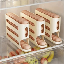 4-Layer Large Capacity Egg Storage Box, Refrigerator Side Door Egg Storage Box, Rolling Egg Fresh-Keeping Box. Suitable For Refrigerator Storage And Organization, Essential Kitchen Fresh-Keeping Tool. - 12 - View 9