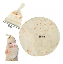 Cobertor Bebé Con Gorrito: Manta Tortilla Suave, Cálida y Divertida para Recién Nacidos, Bebés y Niños Pequeños 85CM - Beis - Ver 4