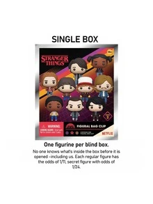 1个Netflix官方授权《怪奇物语》3D动漫钥匙扣盲盒神秘惊喜随机一款，包含Eleven、Mike Wheeler、Will Byers、Dustin Henderson、Max Mayfield、Steve Harrington、Bob Newby等角色，可收藏，可作包包挂饰，粉丝礼物 - 多色1 - 查看 5