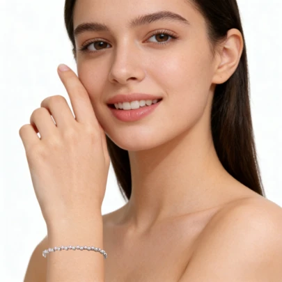 Vòng tay bạc 925 hình trái tim, đính đá Cubic Zirconia màu hồng rực rỡ, kiểu dáng tối giản, phụ kiện thời trang dành cho nữ.