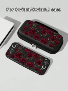 1pc Red Rose Pattern Protective Case, Compatible With Switch2 (2025), Switch NS, Switch OLED, Switch Lite, Accessories Compatible With Switch/Switch 2 Gaming Console, Full Set Including Storage Pouch, Card Slot Base, Best Gift Compatible With Switch Players - Multicolor - View 1