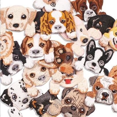 1pc Cute Dog Embroidered Patch - Mixed Colors - Ideal For Sewing, Crafting And Decorating, Various Adorable Dog Embroidered Applique Patches, Iron-On/Sew-On Puppy Animal Pattern Patches, DIY Decoration For Jeans, Jackets, Backpacks, Hats, Birthday, Christmas Gifts For Pet Lovers, Embroidered Stickers, Garment Accessories, Heat Transfer Patches, Appliques, Embroidered Patches