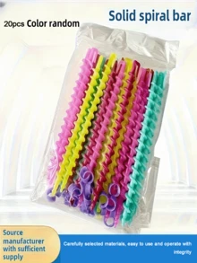 1 Gói (khoảng 20 chiếc) Dụng cụ uốn tóc xoắn ốc không dùng nhiệt, Phụ kiện tạo kiểu tóc DIY - Nhiều màu - Xem 8