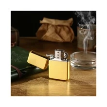 Pocket Gasoline Refillable Wick Lighter, Compact And Portable Luxury Classic Model - GOLDEN - View 7